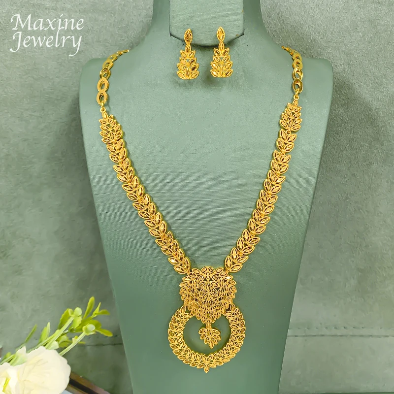 

Роскошный оригинальный комплект ювелирных изделий в богемном стиле с позолотой 18 карат, изысканное массивное ожерелье, серьги-капли для женщин, вечерние свадебные подарки