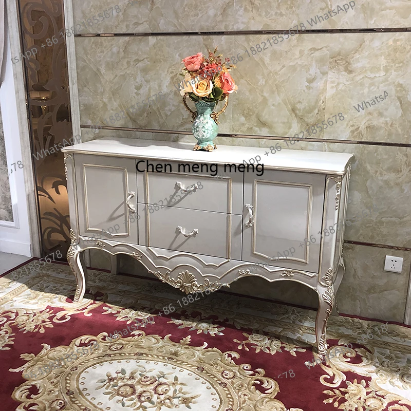 

French solid wood dining side cabinet, luxury entrance cabinet, dining room locker, kitchen cabinet, living room