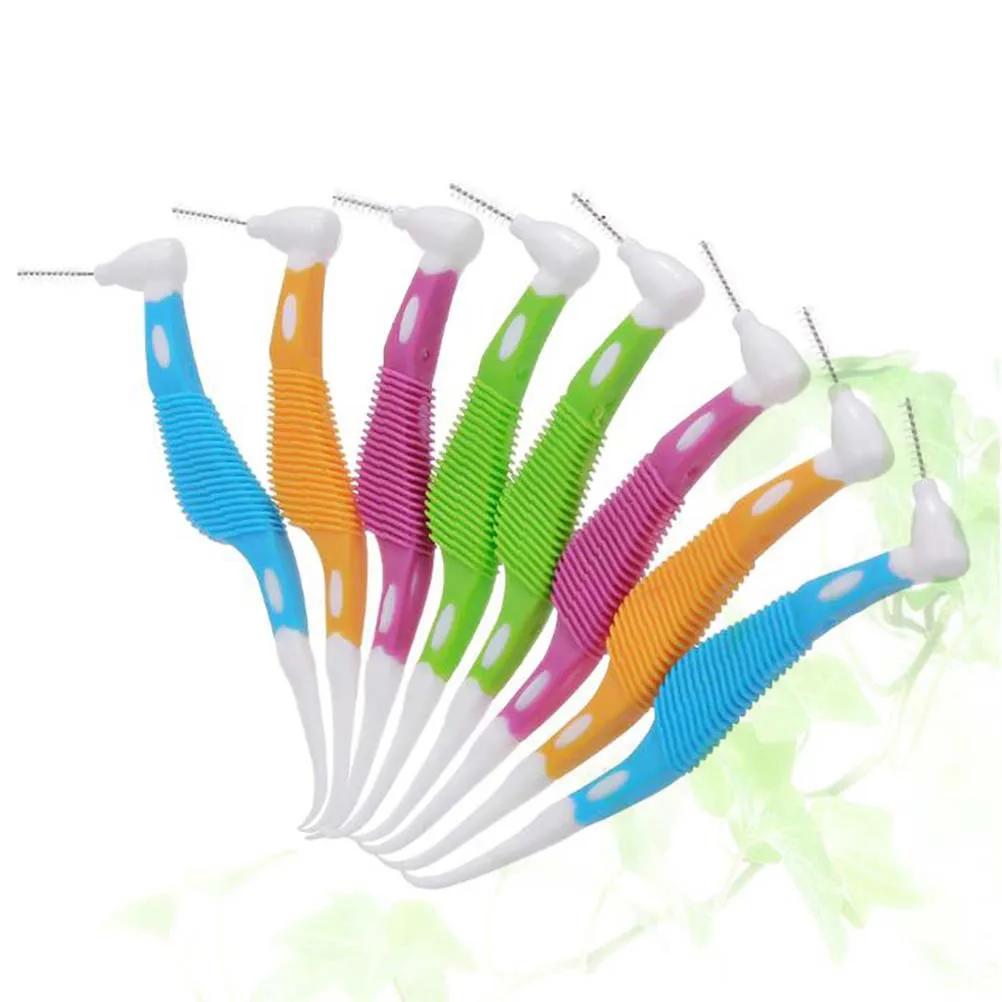

8pcs Interdental Brush Hippocampal Shaped For Tartar Removal Gum Care Dental Oral Tool Green Orange Blue Purple