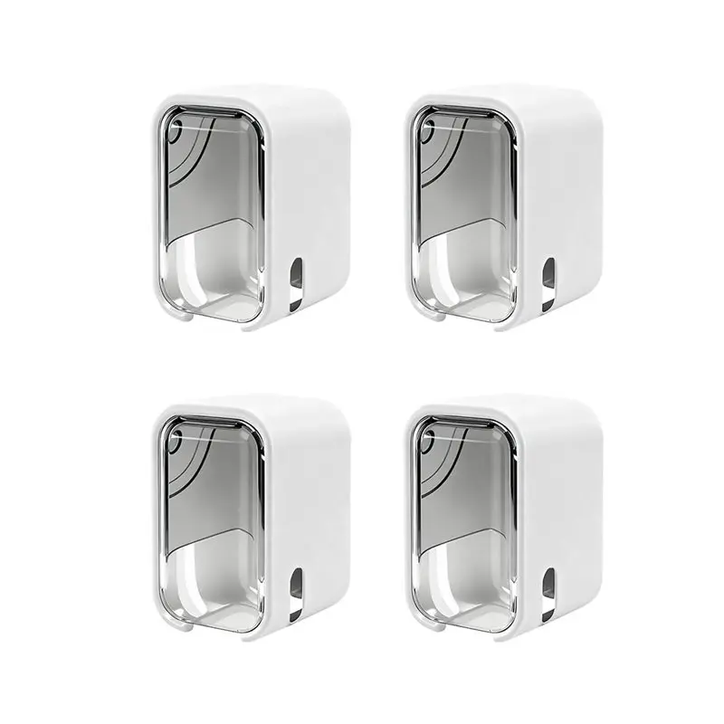 

JHD For Shower, Bathroom Single Slot Toothbrush Storage Organizer 4 Pack Mini Toothbrush Holder Wall Mounted With Cover