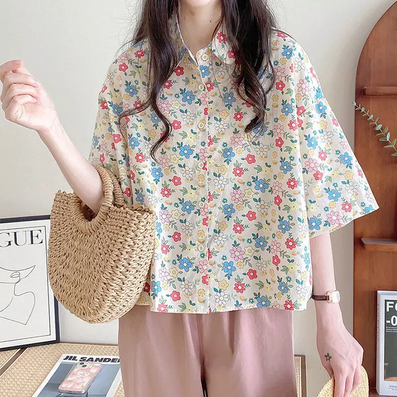 

XEJ Elegant Social Women's Shirt Oversized Shirt Women's Summer Blouse 2024 Kawaii Shirt Short Sleeve Beach Cover Up