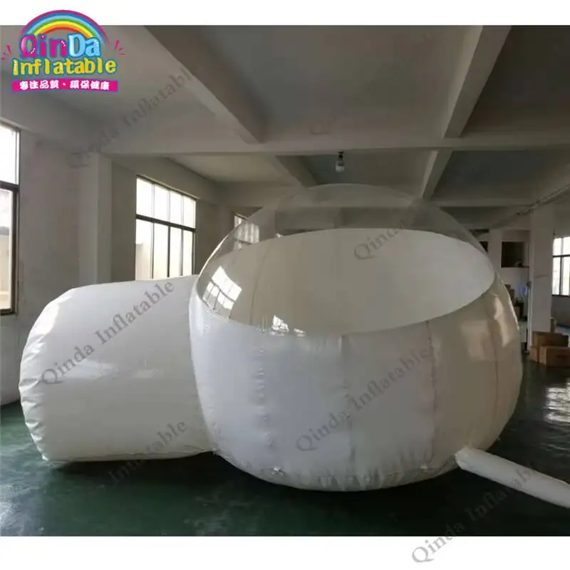 Tienda de burbujas inflable transparente de dos habitaciones para acampar al aire libre, tienda iglú inflable transparente para alquiler
