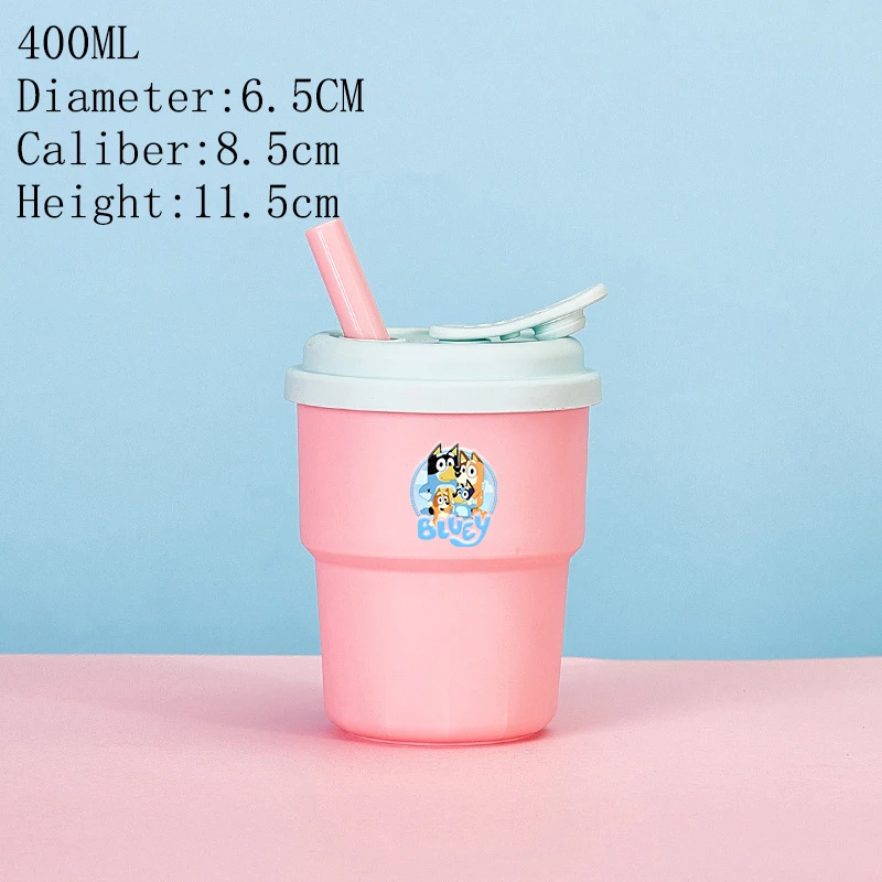 380ML Blueyi ยางซิลิโคนถ้วยดื่มฟางอะนิเมะการ์ตูนตัวเลขถ้วยน้ํานักเรียนแบบพกพาแฟชั่นเด็กผู้หญิงของขวัญ