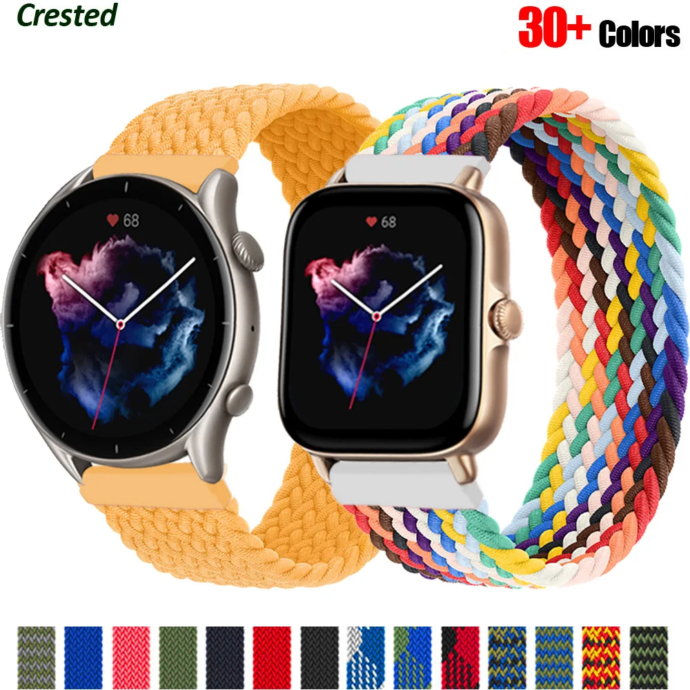 

Ремешок 20 мм/22 мм для Amazfit GTS 2 Mini/2/2e/3/GTR2/3/Pro/GTR2/47 мм/Stratos 3/2, плетеный эластичный браслет для часов Amazfit ремешок bip