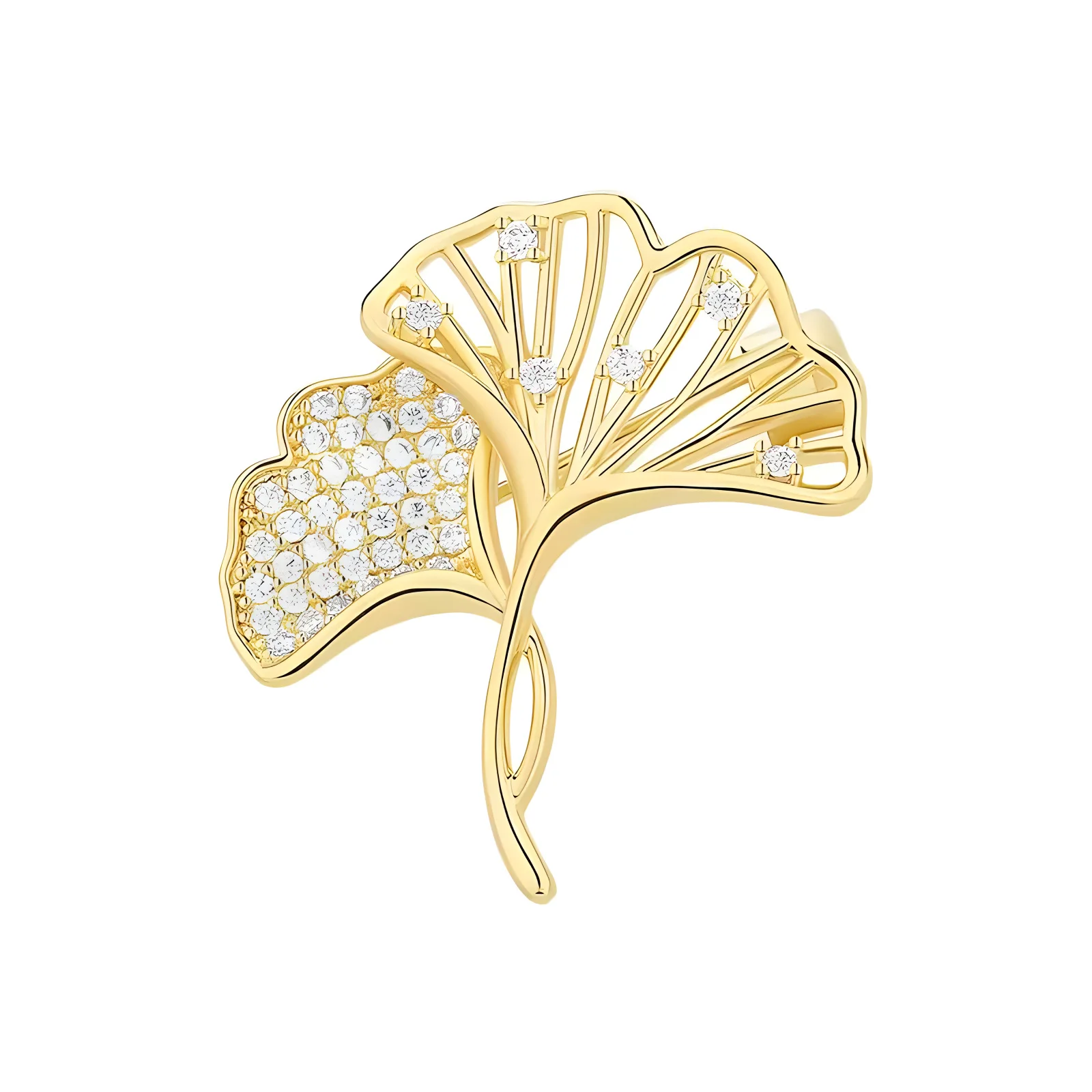 Strass ginkgo biloba broche high-end feminino delicado folha broche nicho design sentido anti-luz pino terno acessórios