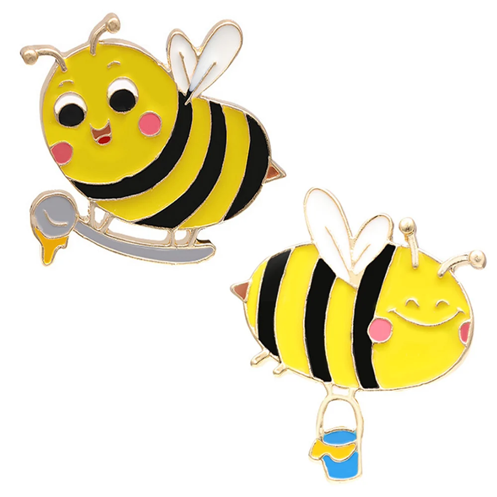 Golden Enamel Bee Honey Honeycomb Shining U Cute Cartoon Bee Brooch Pin Gather Nectar Fashion Accessory for Bag Clothing