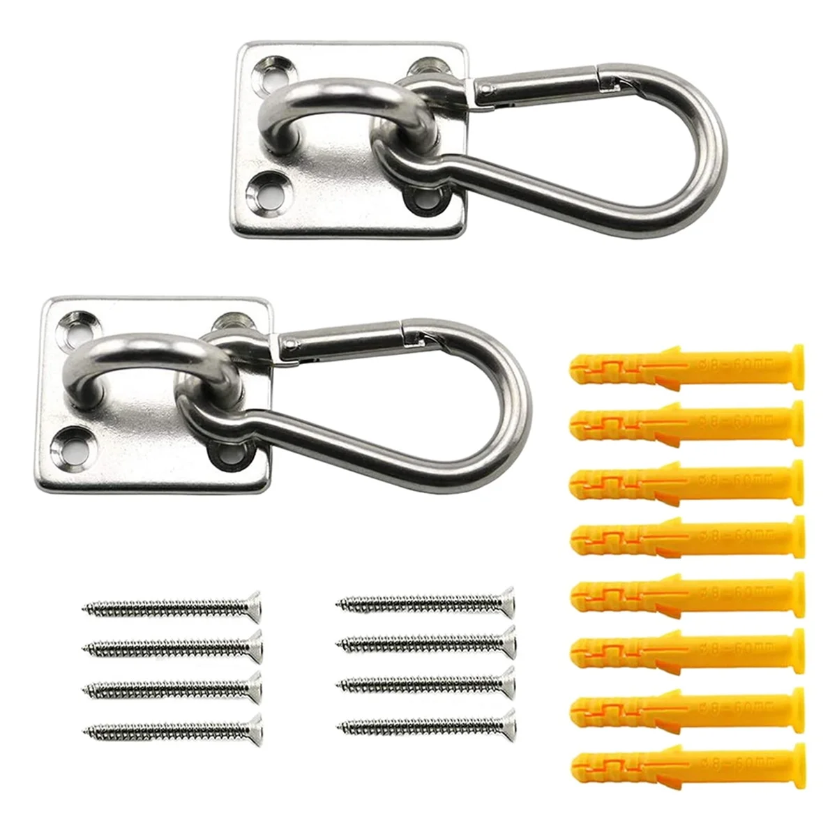 Snap Hook 2 Set M6 Ceiling Wall Mount Hanging Hardware Fitting Set U-Shaped Hooks for Yoga Hammock Swings Marine Yacht Accessori