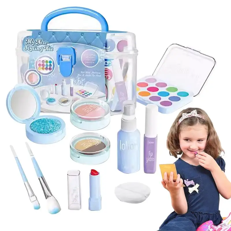 Pretend Play Cosmetic Set Toys Washable Safe Little Girl Real Cosmetic Set Princess Christmas Vanity Accessories  Birthday Gifts