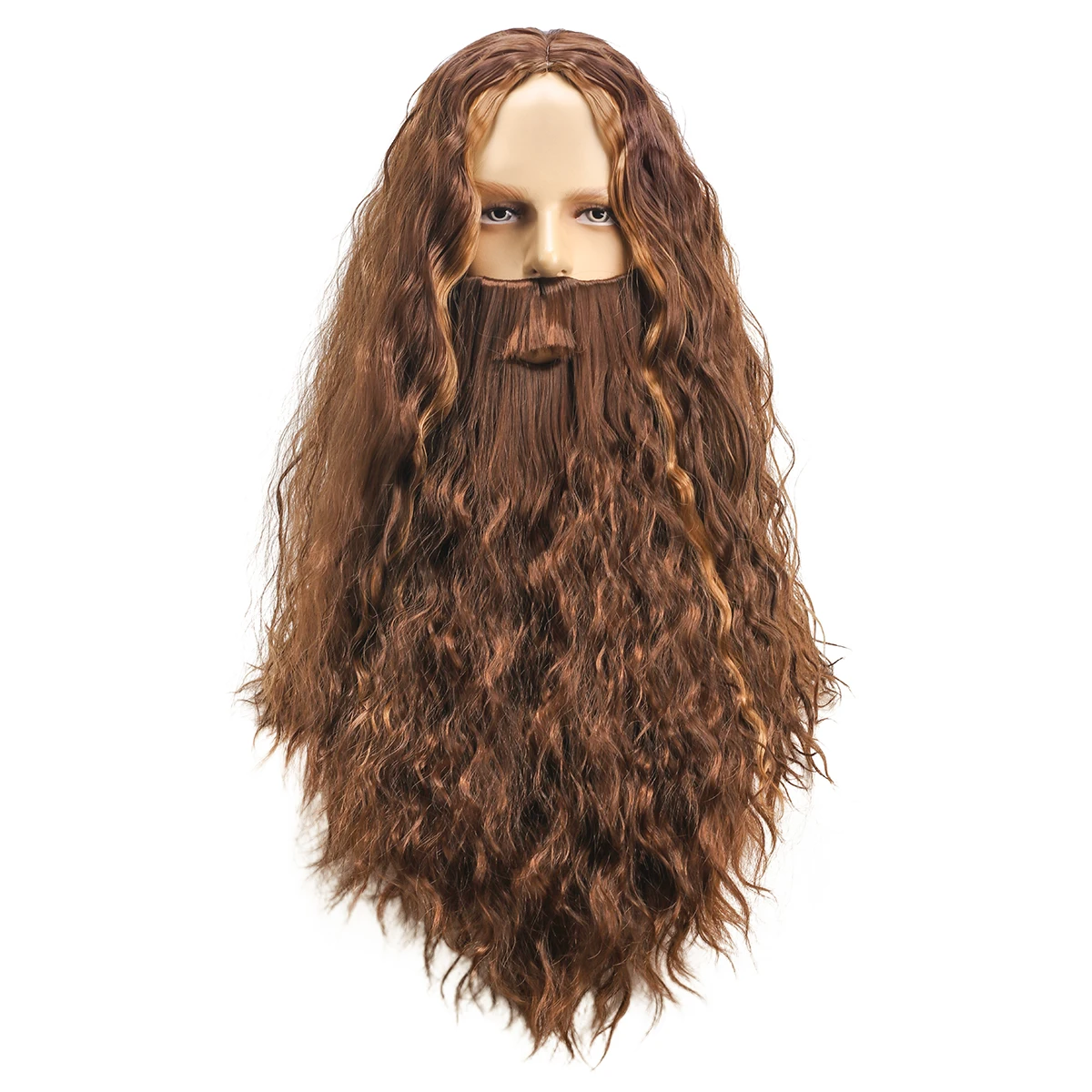 26 inch long fluffy dark brown wizard and mountaintop cave savage cosplay cosplay with bearded synthetic wig headband suitable f