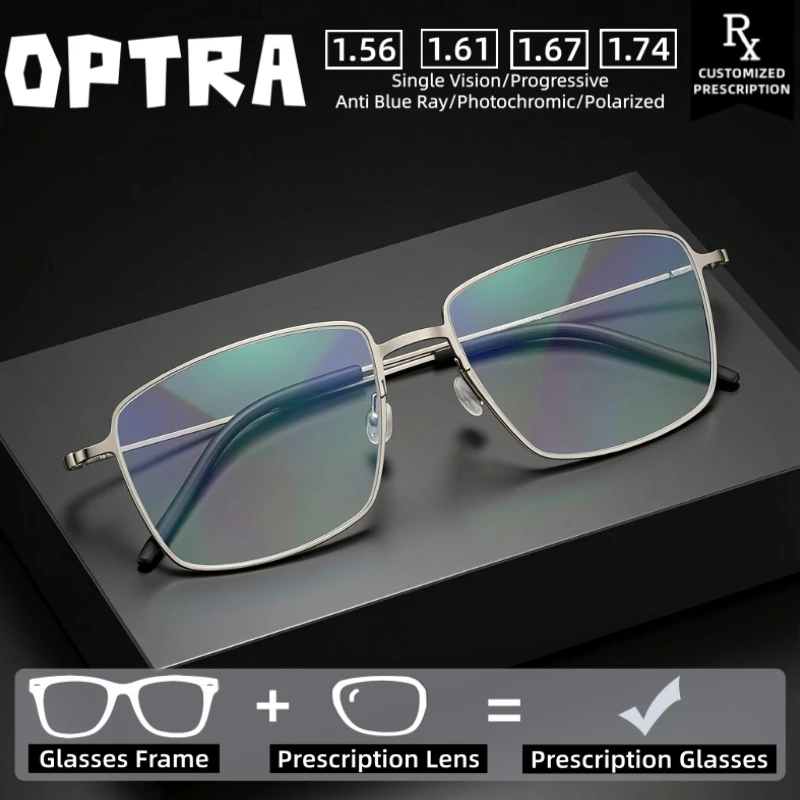 

OPTRA Business Suitable Ultralight Photochromic Myopia Eyeglasses AntiBlue Ray Glasses Customized Prescription Optical Eyewear