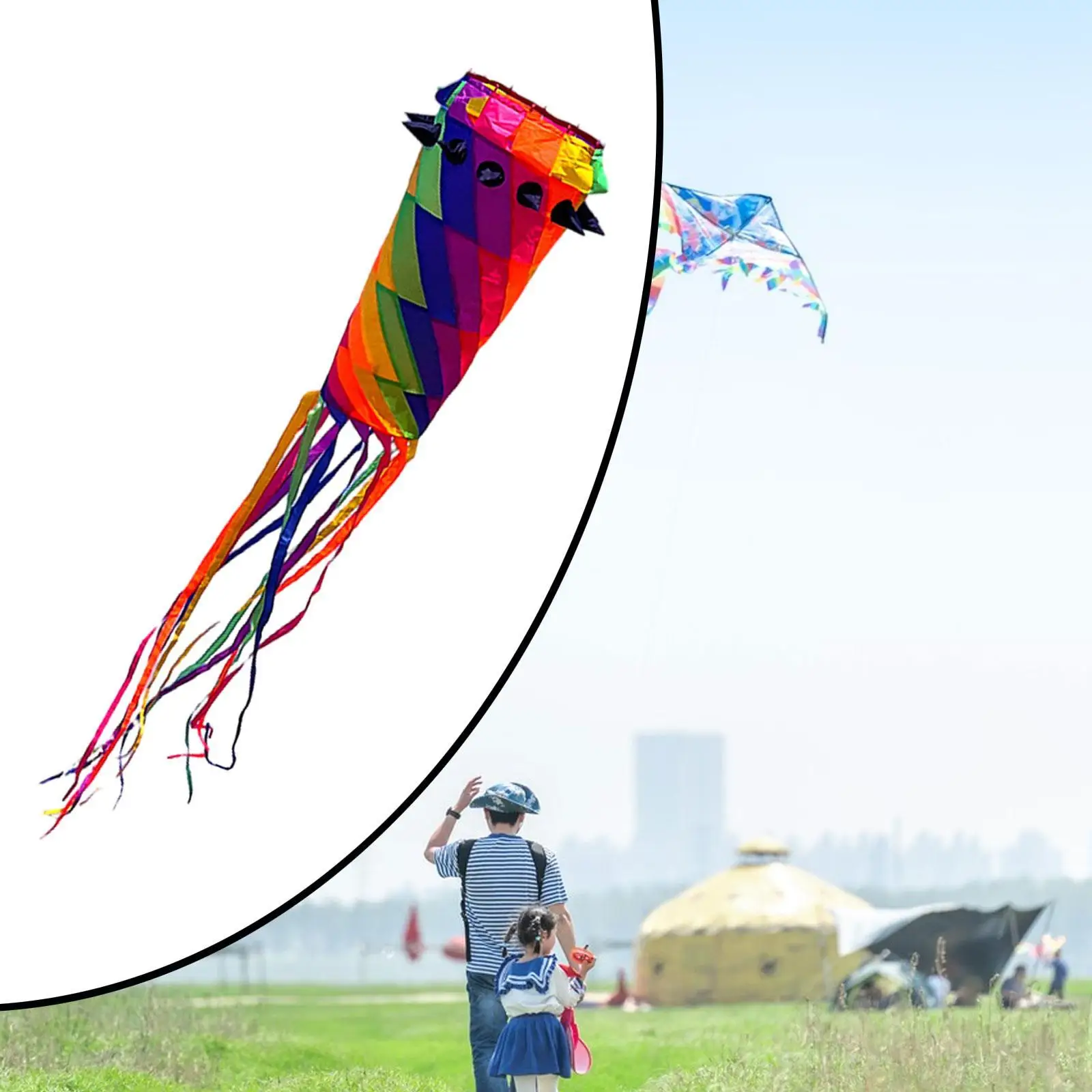 

Спиннерный змей Красочный практичный воздушный змей с длинным хвостом для занятий спортом на открытом воздухе Длинный хвост Красивые легкие флаерные змеи Пляжный змей