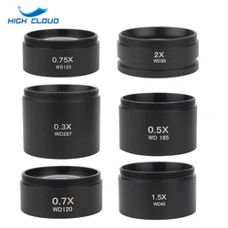 WD165 0.5X 0.7X 0.75X 1.5X 2.0X Auxiliary Objective Lens  Thread 48mm Barlow Glass Lens For Stereo trinocular Microscope