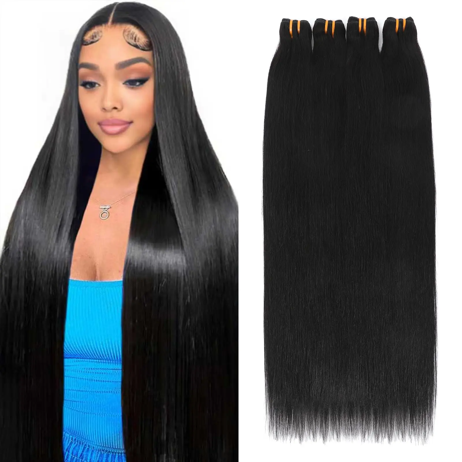 

12A Straight Bundles Human Hair 1/3/4 pc Unprocessed Virgin Human hari Washable And Reusable Natural Black For women