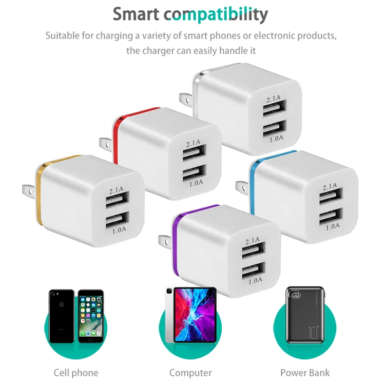 US EU Plug AC DC 5V 2.1A 2A 10W Universal Adapter Power Socket Mobile Phone Travel Wall Charger Dual Port Usb Charger