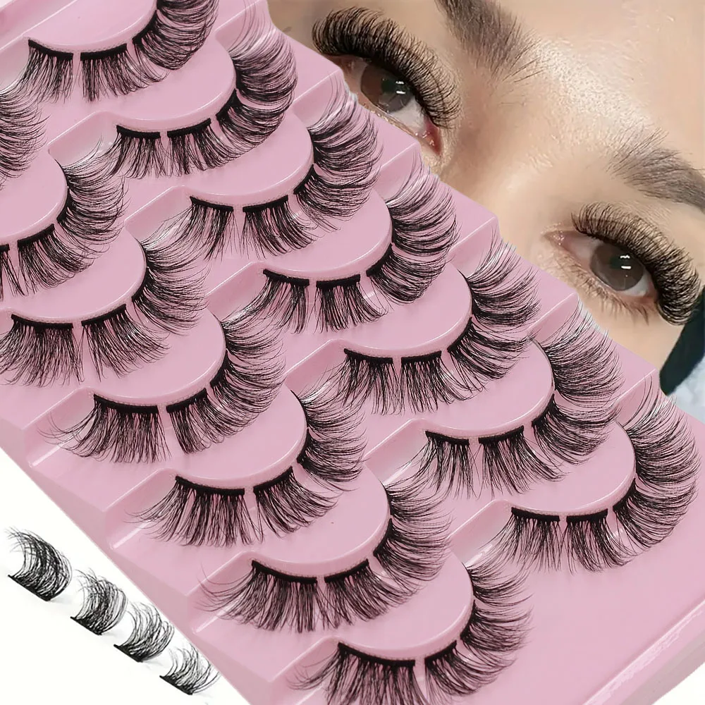 7-Pair Russian Curl False Eyelashes 3D Thick Simulation Segmented Explosive Curl Enhance Eye Volume
