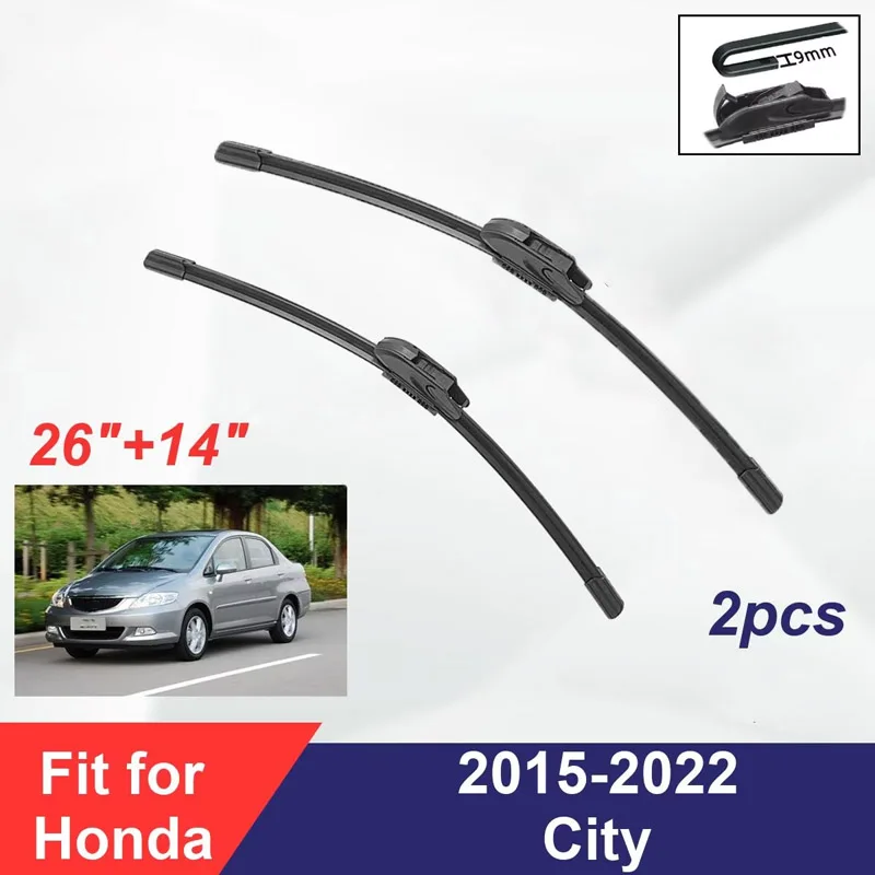 

For Honda City 2015-2022 Front Wiper Blades Boneless Frameless Rubber Cleaning