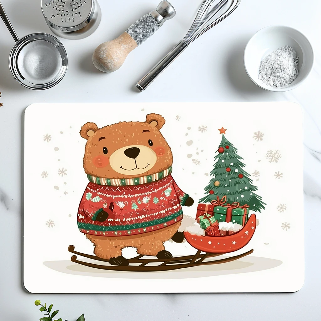 Diatom Mud Kitchen Drain Pads Christmas Tree Absorbent Bowls   Tableware Draining Mat Placemats for Table Coffee Machine Mat