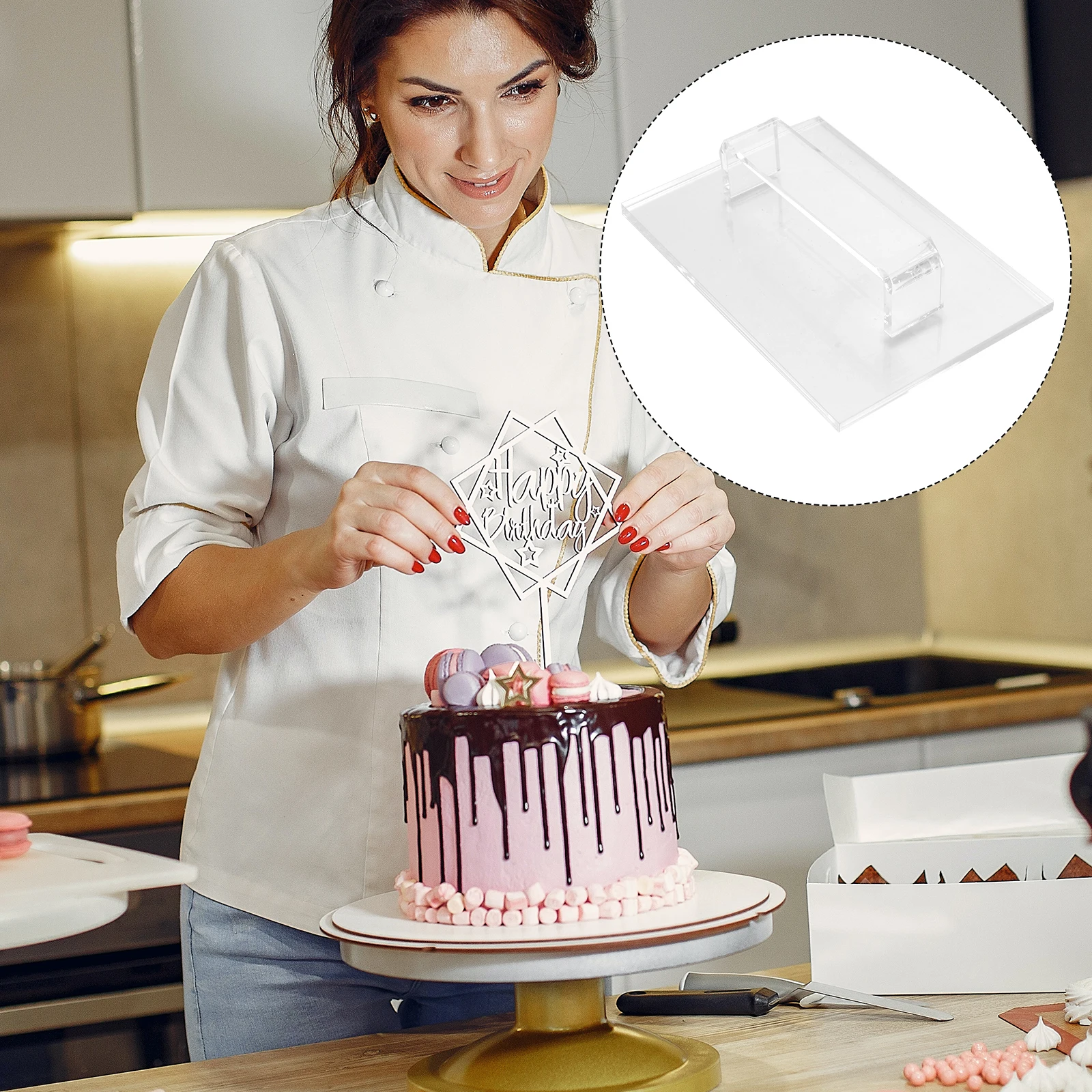 

Transparent Acrylic Cake Scraper Thickened Reusable Baking Tool For Flour Dough Cream Kitchen Gadget Bench Scraper Cake Smoother