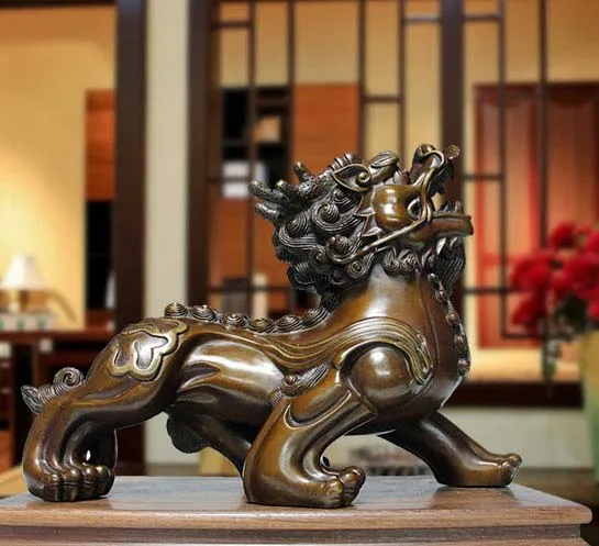 TOP ART # office home store Money drawing divine animal Mascot  # efficacious avoiding evils Talisman Pi Xiu bronze statue