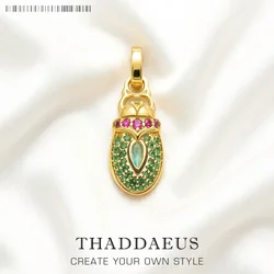 Pendant Gold Scarab Sun Beetle Brand New 925 Sterling Silver Vintage Jewelry Europe Bijoux Accessories Gift For Woman Girls