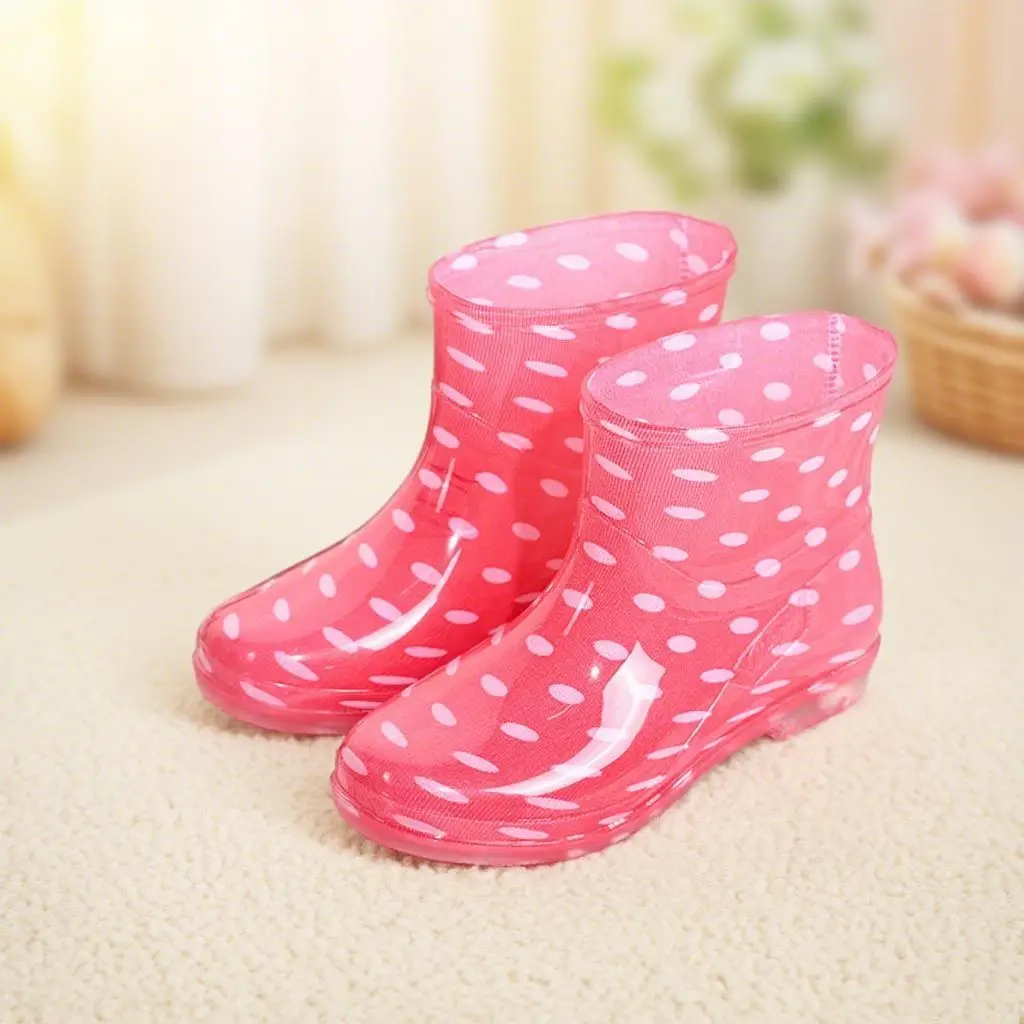 

Stylish Women's Short Rain Boots Fleece Lined Waterproof Non Slip Adult Kitchen Rubber Boots for Outdoor Indoor