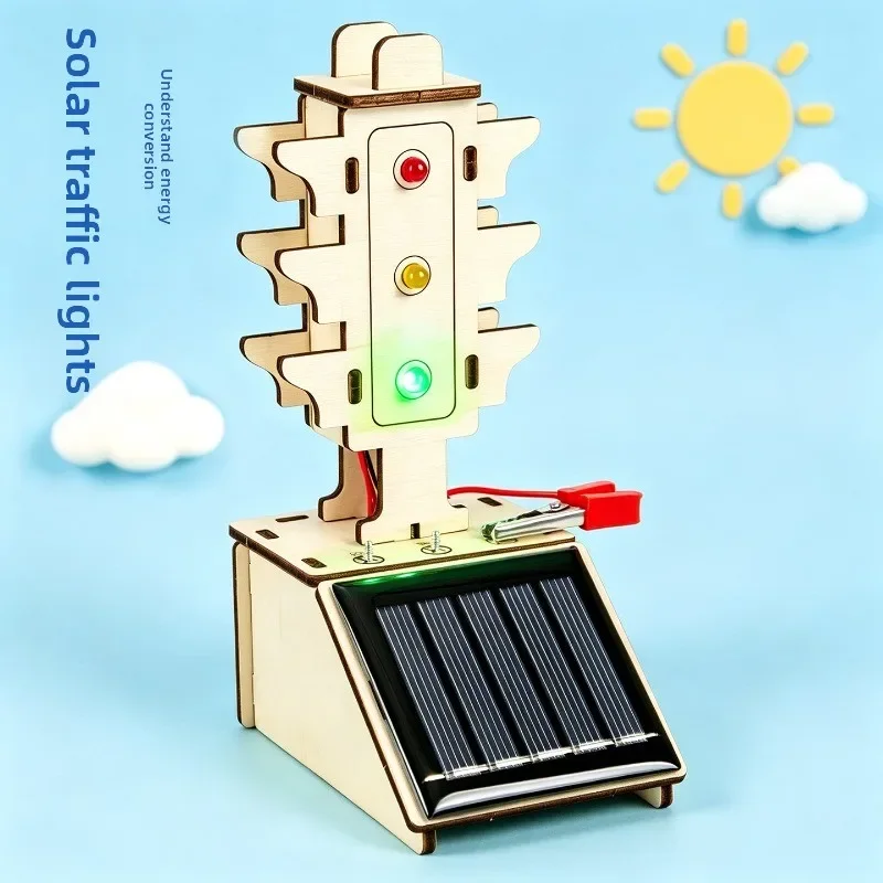 Solar Traffic Light DIY Science Kit Solar Energy Circuit Assembly Model STEM Physics Experiment Educational Handmade Craft