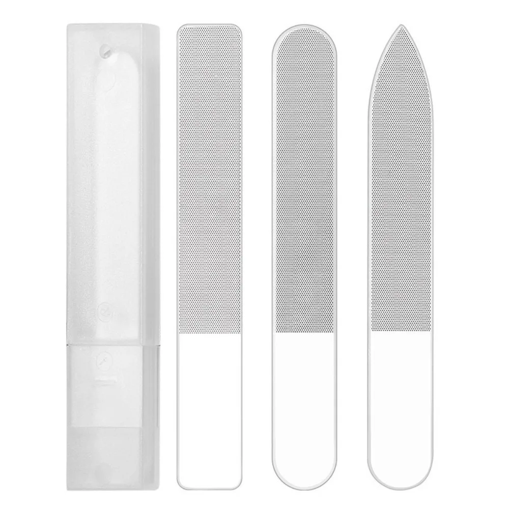 Multipurpose Nano Glass Nail File Reusable Washable Manicure Trim Strip Portable Size Transparent Box Buffing Tool
