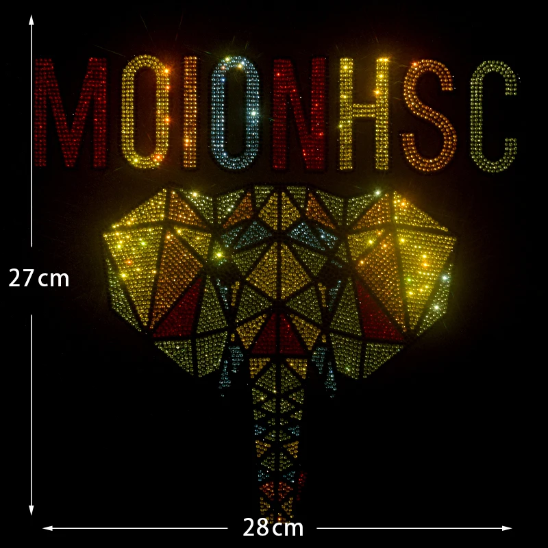 DIY clothes, T-shirts and clothing accessories with fashionable large fabric stickers, rhinestones, dragonflies and sequins