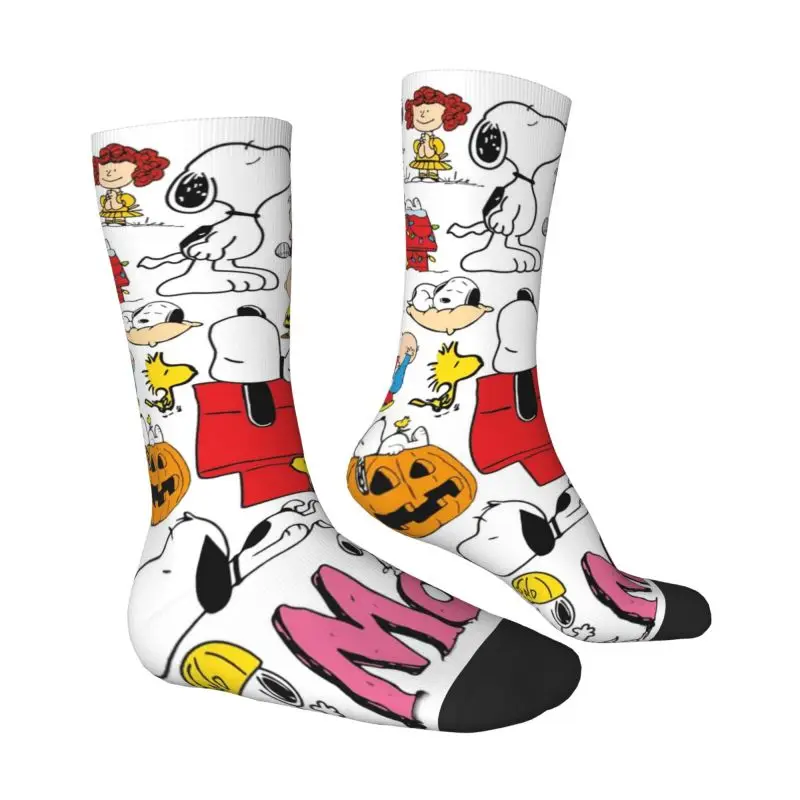 Comics Snoopy Collage Dress Socks for Men Women Warm Funny Novelty Cartoon Crew Socks