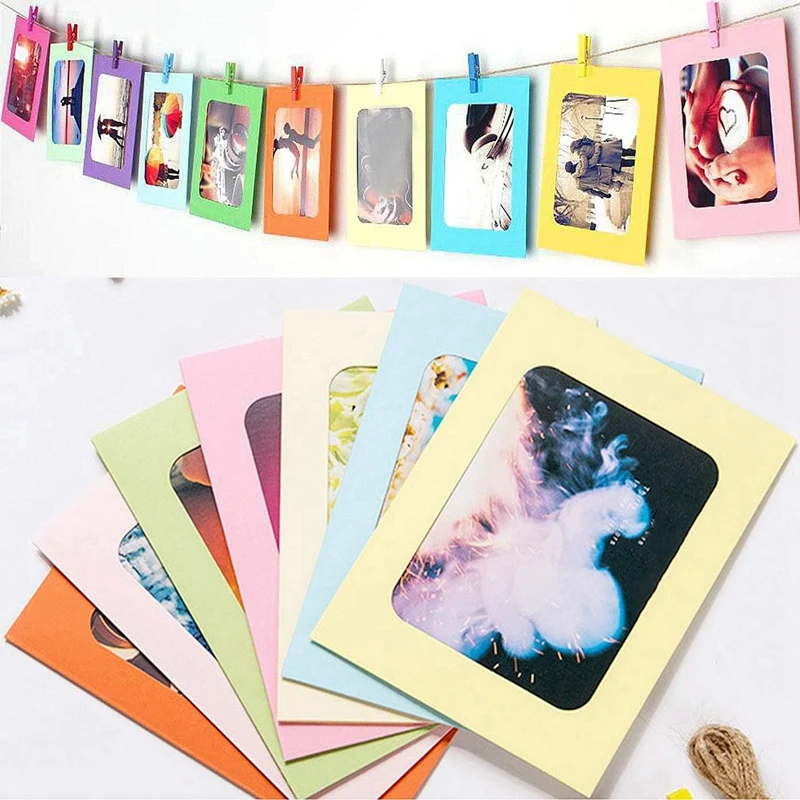 105Pcs 6 Inch Colorful Paper Photo Frames Set For 4 X 6Inch Photo, Hanging Photo Display Frames