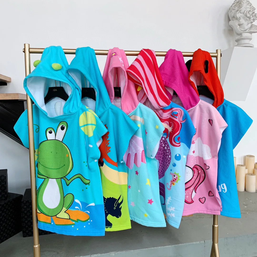 Cartoon Baby Bath Towel Microfiber Cotton Hooded Beach Towel Newborn Cape Towels Soft Poncho Kids Bathing Stuff Infant Washcloth