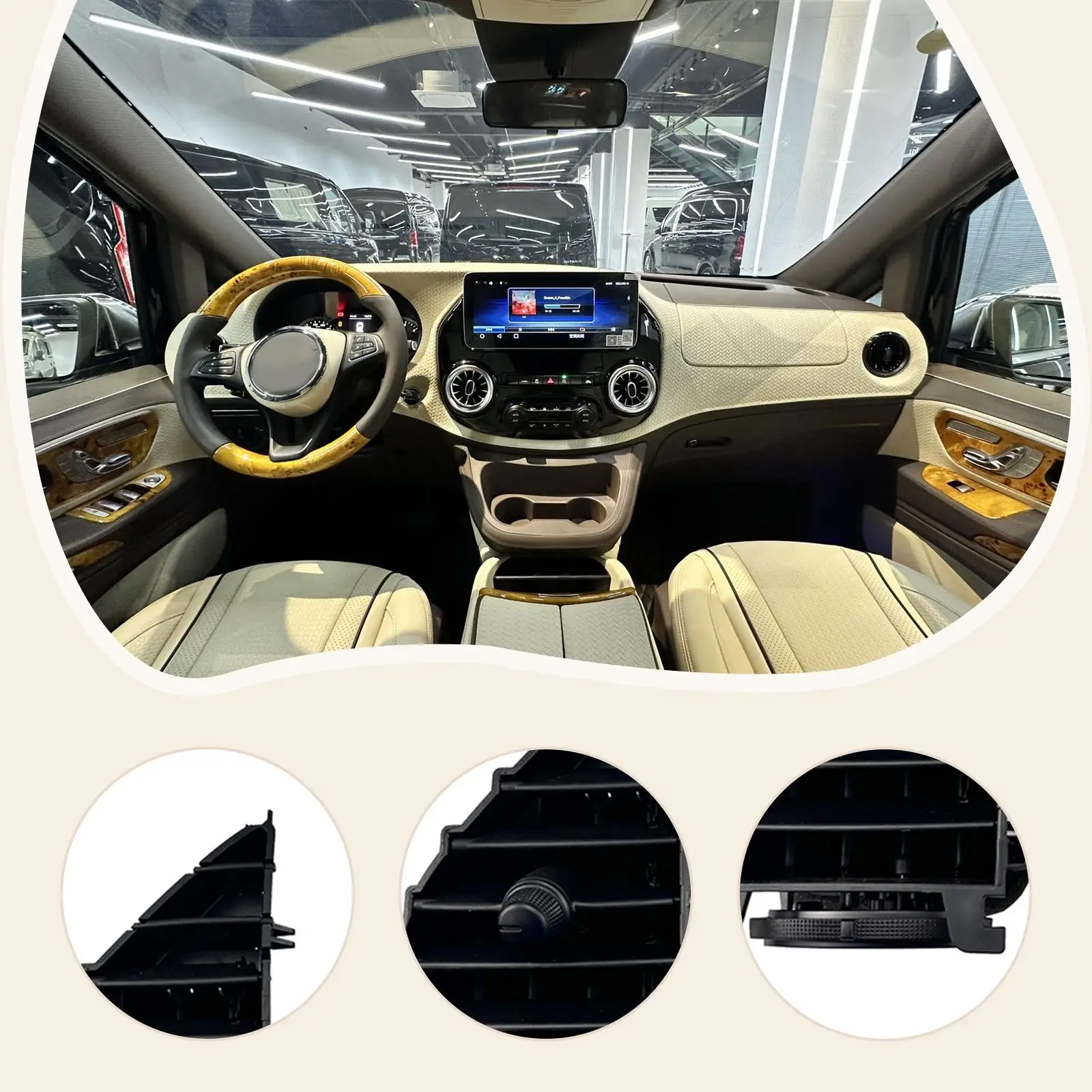 Air Conditioning Vent Grille High Performance Automotive Accessories Front Center Vent for Mercedes Benz vito 2017-2021