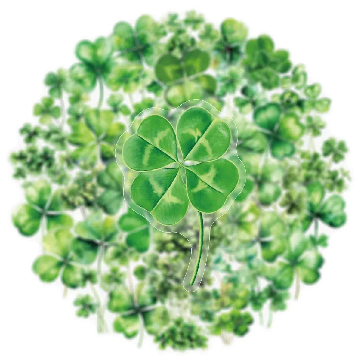 10/50PCS Transparent Lucky Four-Leaf Clover Graffiti Stickers Plant Cartoon Sticker for Computer Stationery DIY Toys Secret