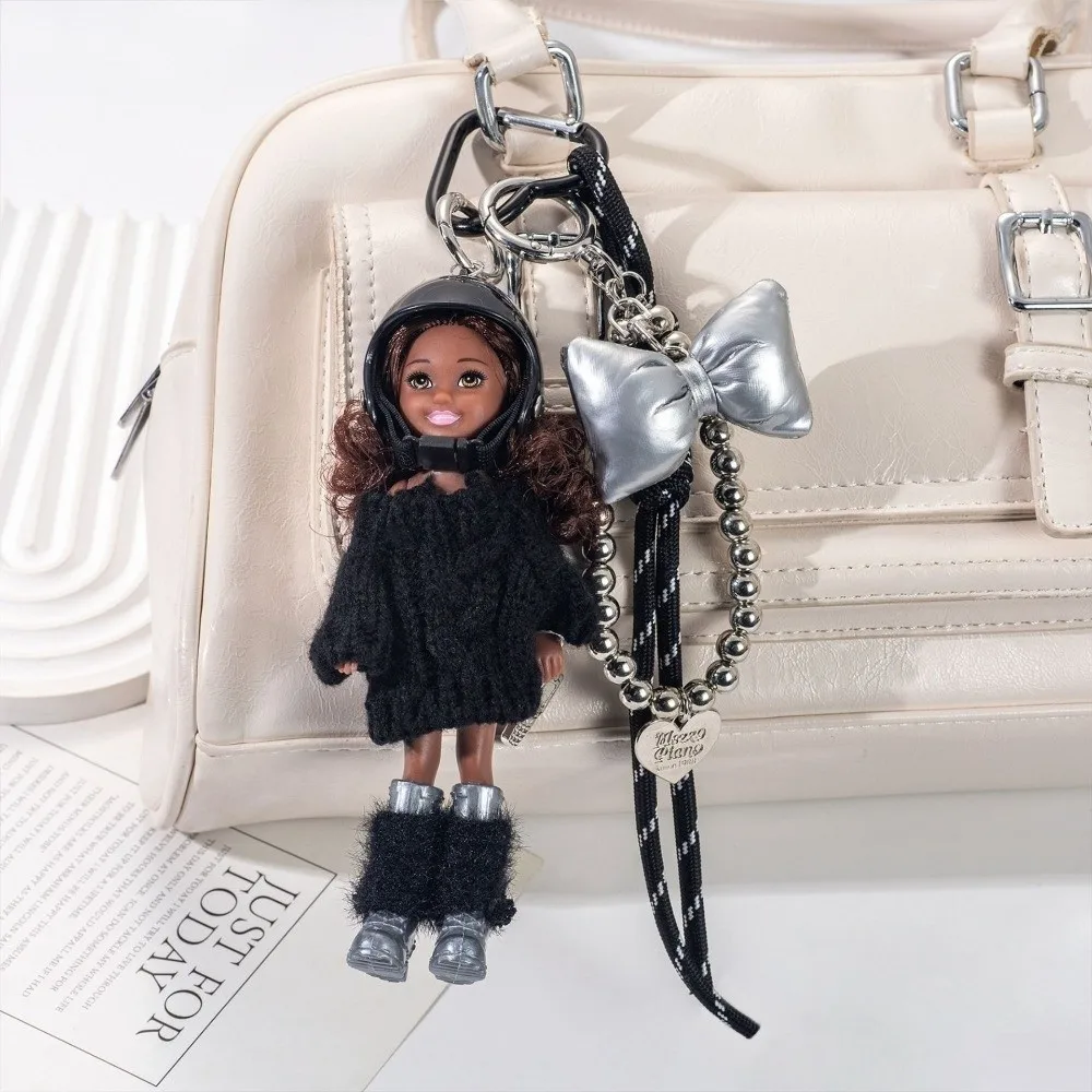 

Милая подвесная кукла-брелок для ключей, DIY, с возможностью смены одежды, африканская кукла с черной кожей, милый дизайн, украшение для сумки, брелок для ключей