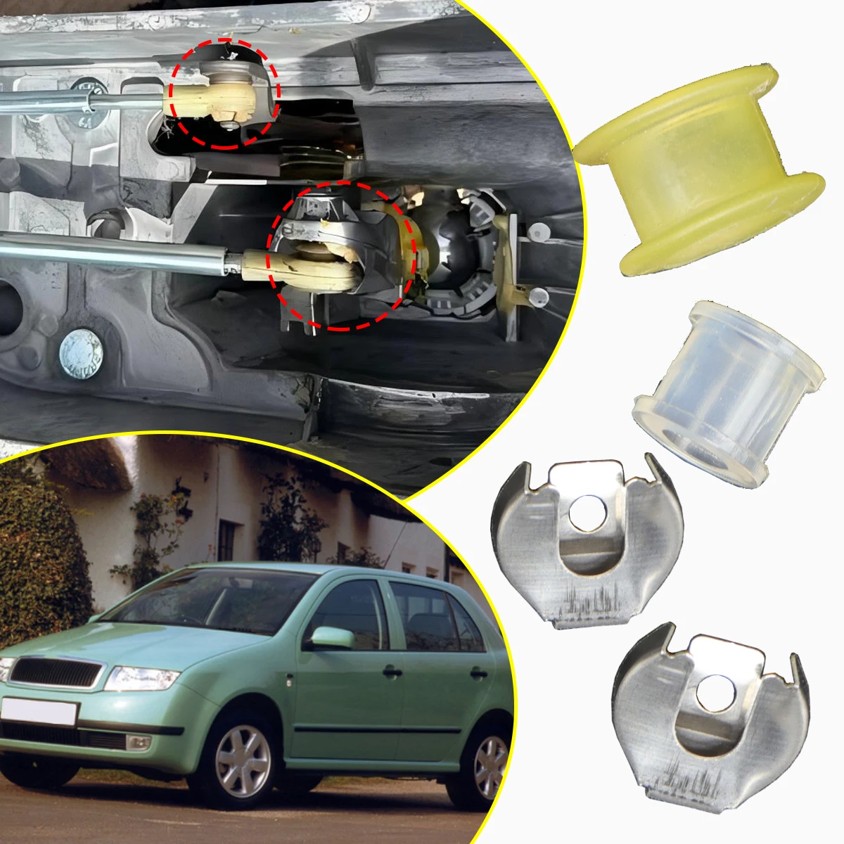 

4pc for Skoda Fabia 6Y 1999-2008 Gearbox Control Cable Bushing Lock Washer Shift Selector Lever Linkage MT Replacement Car Parts