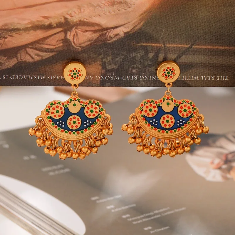 

Handmade Ceramic French Vintage Bohemian Tassel Drop Oil Earrings Light Luxury Elegant Unique Design Women Gift Boho Chic Dangle