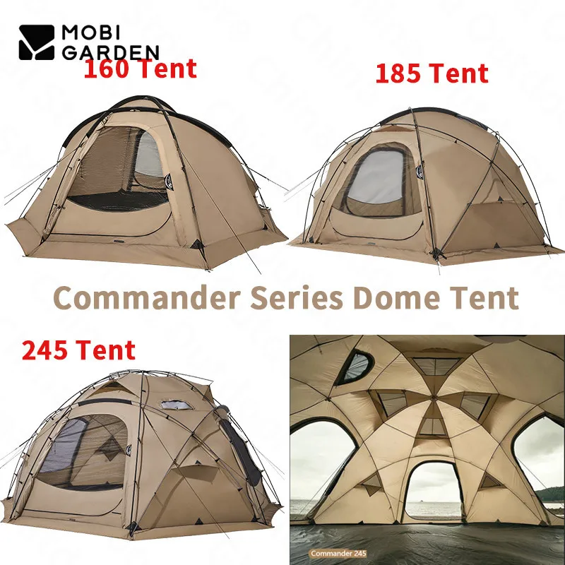 MOBI GARDEN Camping Dome Tent Outdoor Spherical Tent Nylon Large Space Thickened Rainproof With Chimney Mouth 160/185/245CM Tent