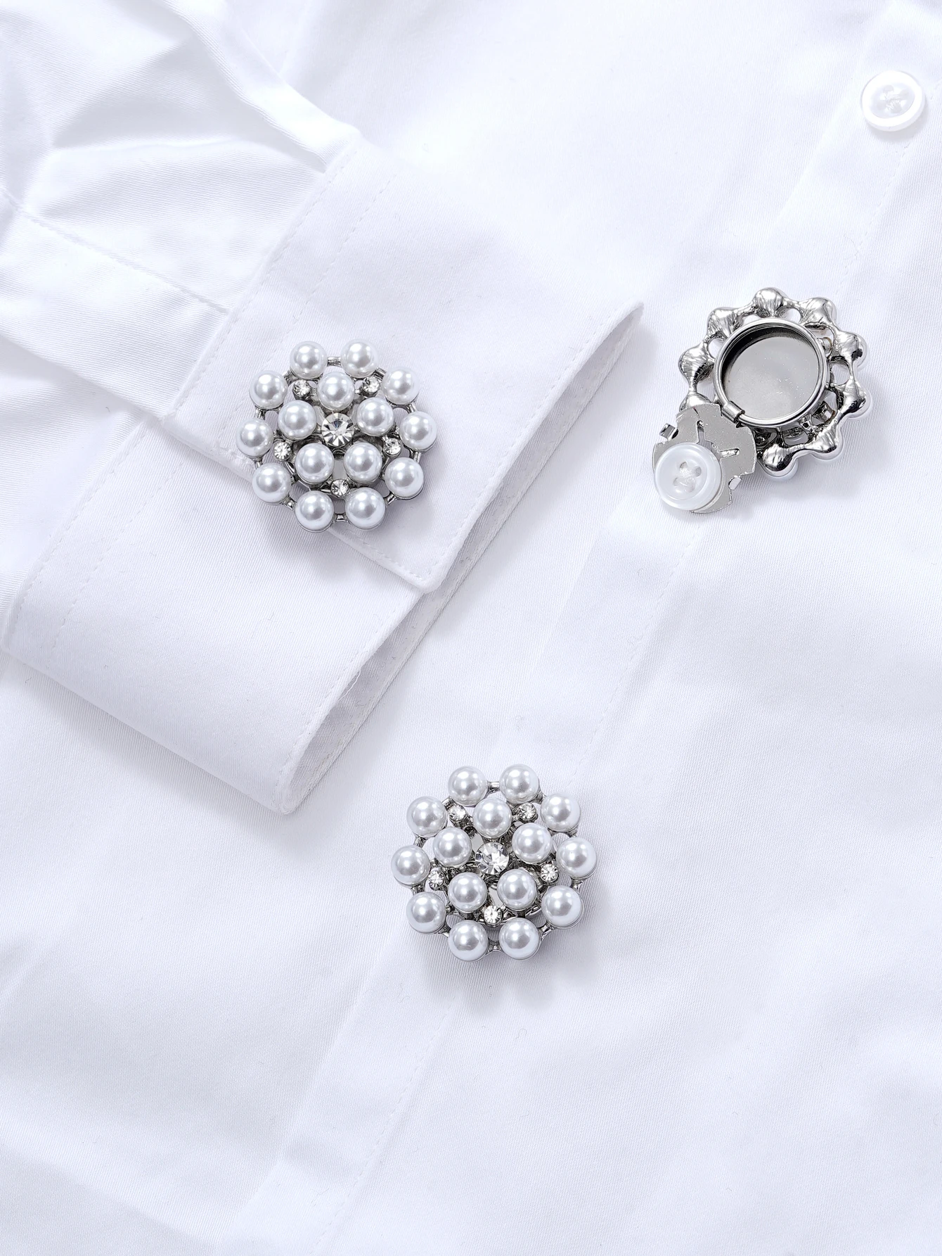1/2/5pcs Rhinestone Cufflinks Luxury Button Cover Shirt Button Clip for Women Dresses Decorative Buttons Bling Cuff Links