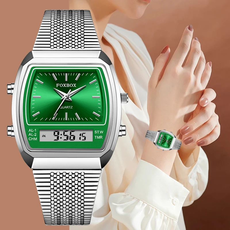 FOXBOX Elegant Luxury Quartz Electronic Woman Watch Fashion Stainless Classic Simple Casual Sports Waterproof Watches for Women