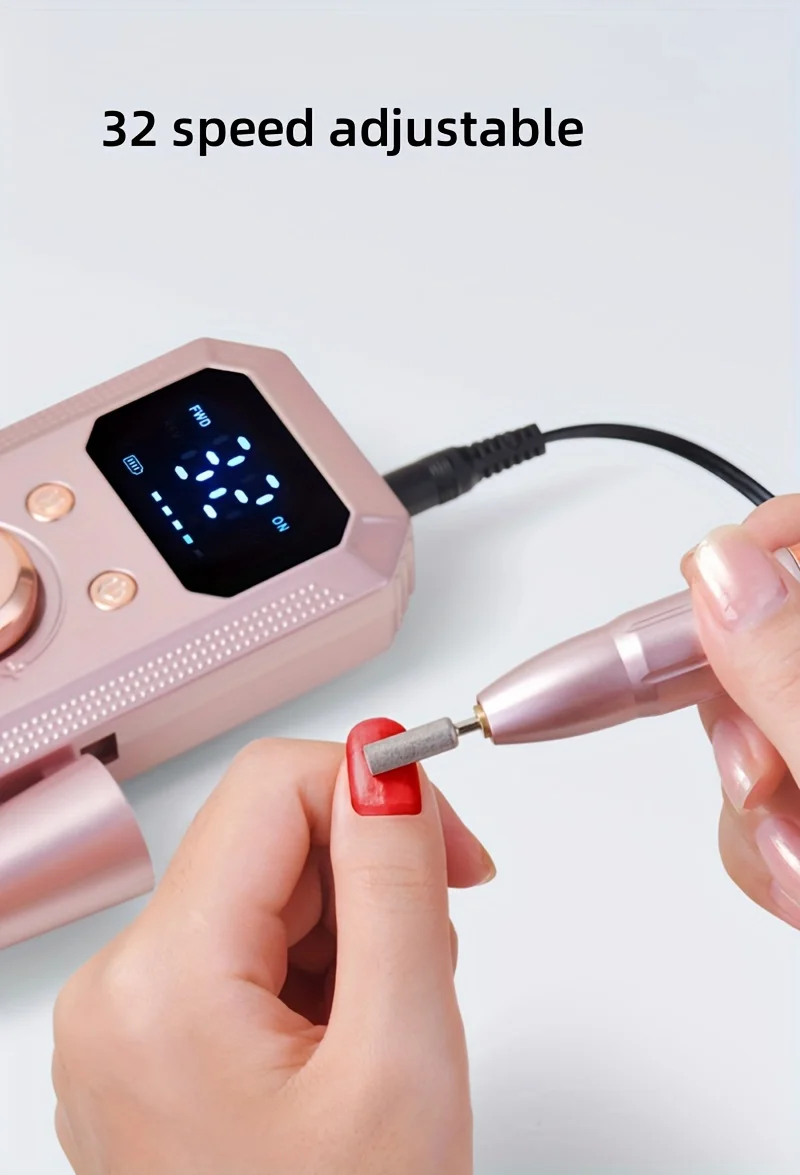 Rechargeable Electric Nail Drill Machine, Professional Nail Polisher with 11 Nail Drill Bits & 20 Sanding Bands, High Speed Manicure Tool for Salon & Home Use, Perfect Gift for Women