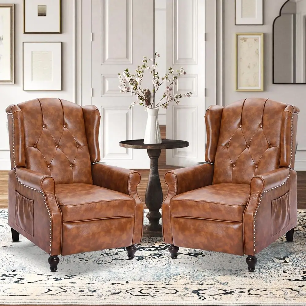 

Plush Push-Back Recliner with Massage & Heat, Yellow PU Leather Chair for Living Room, Bedroom, Home Theater