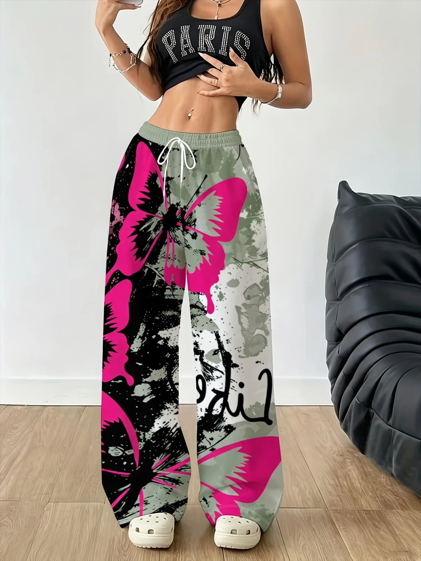 Summer 3D Print Butterfly Pants Y2K Trendy Fashion Striped Jersey Women Individual Sports Pants Unisex Streetwear Sports Pants