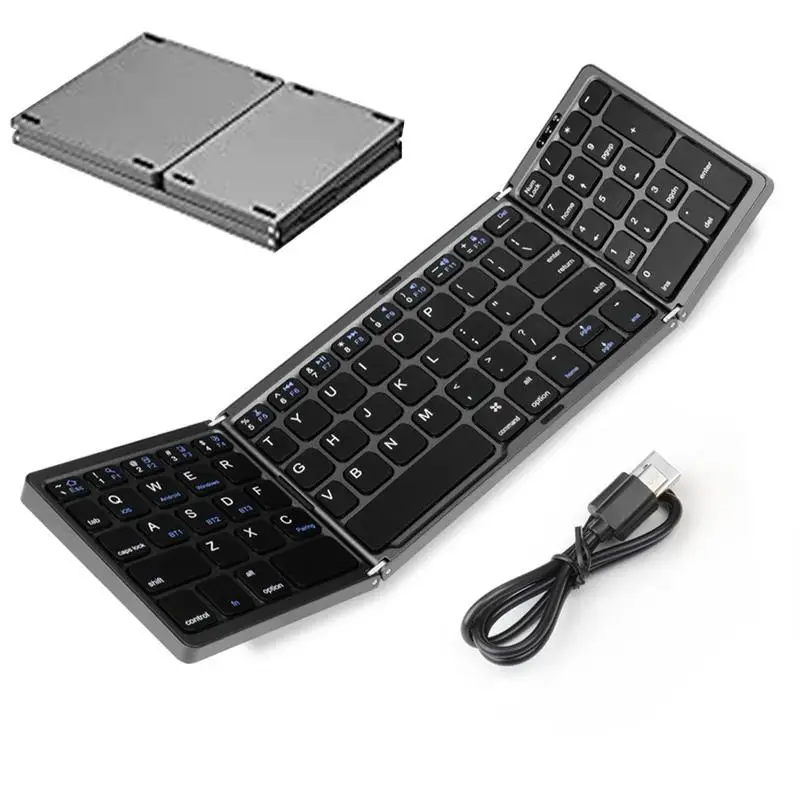 

Tri-Fold Wireless Keyboard Tri-Folding Wireless Portable Keyboard Compact Multi-System Folding Keyboard For Smart Phone Laptop