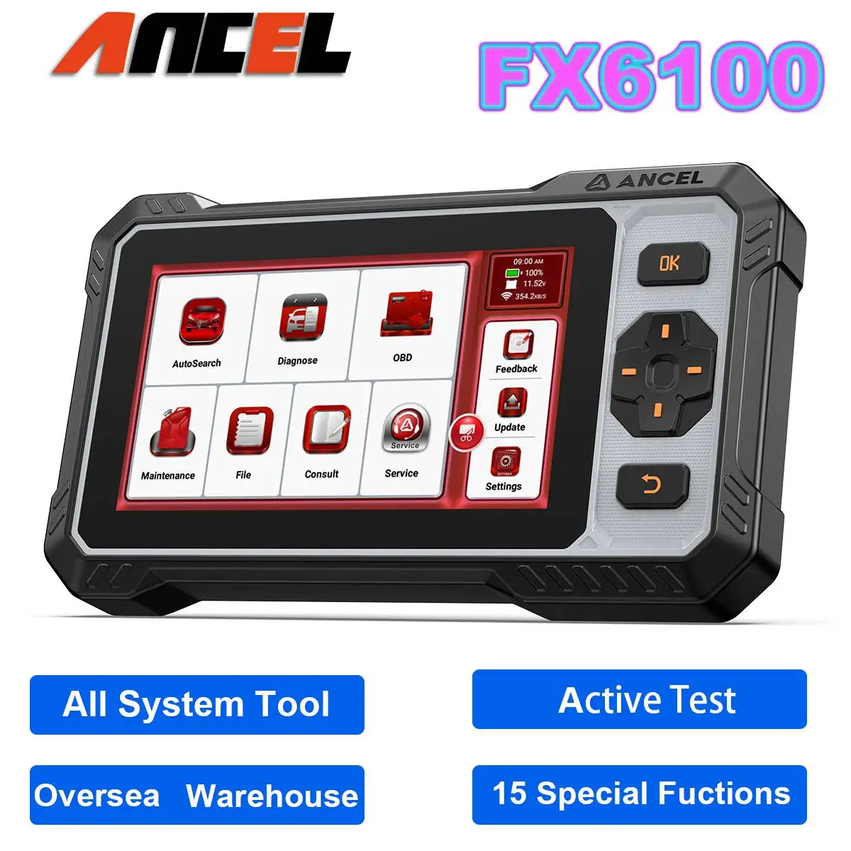 

2025 New Version ANCEL FX6100 OBD2 Auto Scanner Diagnostic Tool 15+ Special Fuctions Active Testing 20+ Languages OBDII Tester