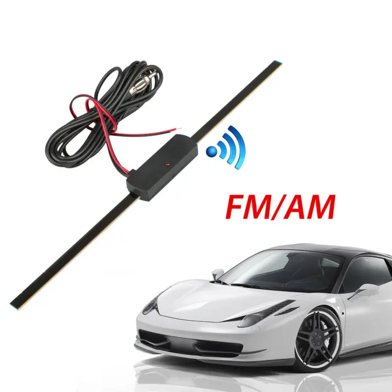 1pc Auto AM FM Radio Antenna Signal Booster Black 12V Auto Electronic Radio Aerials Booster Automobile Parts And Accessories