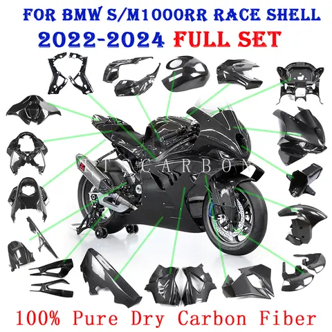 100% Pure Dry Carbon Fiber Race Shell Parts Fender Winglets Cover Fairing Kits For BMW S1000RR M1000RR 2024 2023 2022