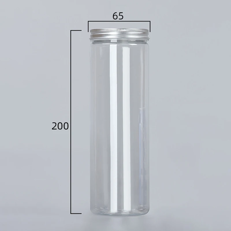 Clear Aluminum Cap Storage Jars Cookie Candy Kitchen Grain Storage Bottle Round Wide Mouth Plastic Sealed Can Container