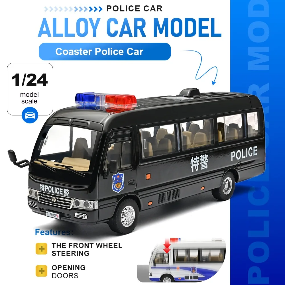 

1:24 Coaster Sienna Car Model Toy Doors Opened Pull Back Models Sshock Absorption Alloy Diecast Vehicle for Boyfriend Presents