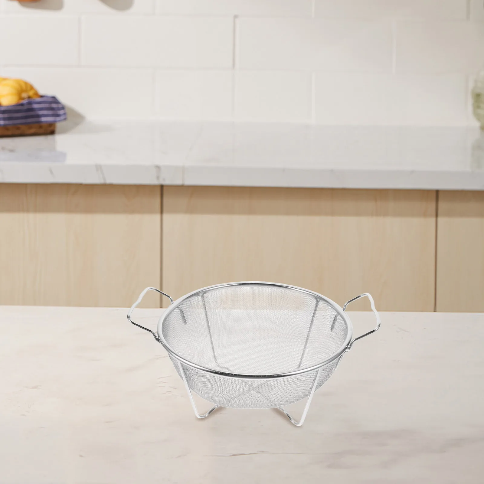 سلة مصفاة شبكية دقيقة من الفولاذ المقاوم للصدأ لغسل المطبخ والأرز والخضروات وعاء تصفية لتصريف الفاكهة ومقبض أذن مزدوج #5