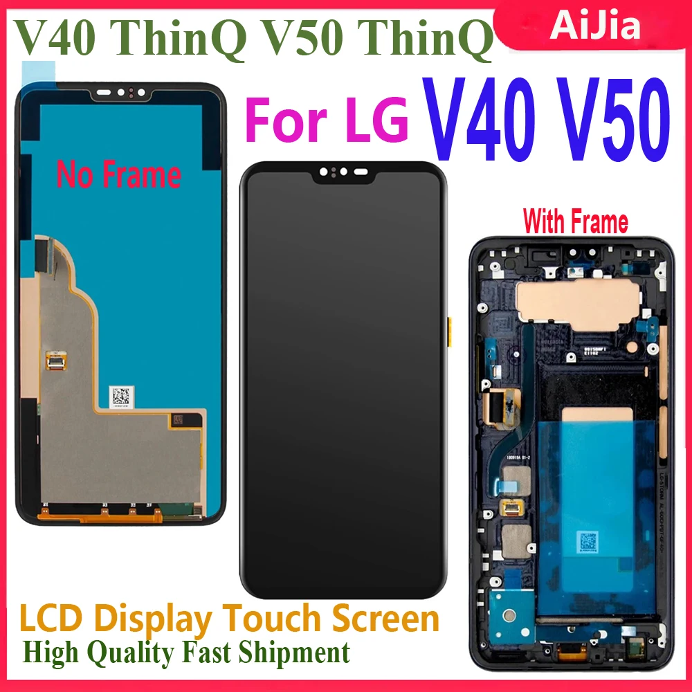 Pantalla LCD AAA + V40 para LG V50, montaje de digitalizador con pantalla táctil con marco para LG V40 ThinQ V50 ThinQ 5G, reemplazo LCD